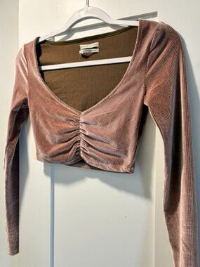 Urban Outfitters Rose Pink Cotton Stretchy Long Sleeved Top